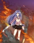  absurdres angel_beats! bad_id bad_pixiv_id blazer blue_hair fire hand_sonic highres jacket long_hair pleated_skirt school_uniform sg_(esujii) skirt smoke solo sunset tenshi_(angel_beats!) yellow_eyes 