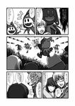  2girls black_frost cirno comic crossover cu_chulainn_(megami_tensei) greyscale hieda_no_akyuu highres jack_frost monochrome morichika_rinnosuke multiple_girls naka-san ose shin_megami_tensei touhou translated 