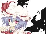  bad_id bad_pixiv_id blue_hair bow fang fingernails hat kuroneko_(fragrant_olive) nail_polish purple_nails red_eyes remilia_scarlet short_hair solo touhou vampire wings 