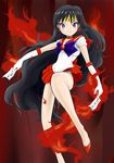  bad_id bad_pixiv_id bishoujo_senshi_sailor_moon black_hair choker elbow_gloves fire gloves hino_rei koizumi_akira_(artist) long_hair magical_girl paper purple_eyes sailor_mars sailor_senshi_uniform solo tiara 