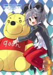  animal_ears grey_hair mouse_ears mouse_tail nazrin orange_eyes short_hair solo tail touhou usa-pom winnie_the_pooh 