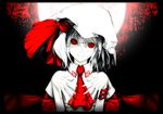  fujinohara_akihira full_moon hands hat head_tilt letterboxed looking_at_viewer moon pale_skin red_eyes remilia_scarlet ribbon short_hair silver_hair slit_pupils solo touhou 