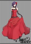  bad_id bad_pixiv_id bare_shoulders black_hair copyright_request dress elbow_gloves fezes flower gloves gown hair_flower hair_ornament hair_over_one_eye pixiv_master_and_servant red_eyes solo 