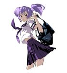  cropped_legs earrings jewelry magomago multicolored_hair purple_hair red_eyes school_uniform short_twintails skirt solo top_wo_nerae_2! twintails two-tone_hair tycho_science 