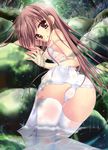  copyright_request dress hinamatsuri_touko long_hair panties pantylines red_eyes see-through solo stream thighhighs underwear very_long_hair water wet wet_clothes 