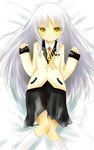  angel_beats! bad_id bad_pixiv_id blazer blush highres jacket long_hair naomi_(sekai_no_hate_no_kissaten) school_uniform silver_hair skirt solo tenshi_(angel_beats!) yellow_eyes 