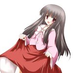  black_hair gorujitai hime_cut houraisan_kaguya japanese_clothes long_hair red_eyes solo touhou 