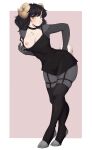 amfy anthro black_clothing black_dress bovid breasts caprine choker clothing dress female flirting fluffy fluffy_tail goth hi_res jewelry mammal necklace nipples presenting sheep solo stokings suspenders tail