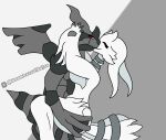 anthro black_body dragon duo female generation_5_pokemon goombato hi_res kissing legendary_pokemon male male/female nintendo pokemon pokemon_(species) reshiram white_body zekrom