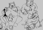 2022 anthro balls belly big_belly blush domestic_cat duo embrace erection felid feline felis genitals goro_(mappy) hug male male/male mammal mappy monochrome moobjob moobs nipples overweight overweight_male penis simple_background sketch solo weebdrawsnasty