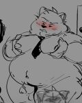 anthro balls belly big_belly blush domestic_cat felid feline felis genitals goro_(mappy) male mammal mappy moobs navel necktie nipples obese obese_male overweight overweight_male penis solo weebdrawsnasty