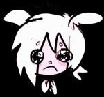 ambiguous_gender black_background bodily_fluids canid canine canis crying domestic_dog feral hair mammal ogshrimpnut pink_face sad simple_background solo tears white_hair wynter_(fr34kpet)