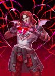  1boy absurdres azurramysteria broken_heart closed_mouth cuffs dark-skinned_male dark_skin demon_wings facepaint fingerless_gloves gloves handcuffs heart highres looking_at_viewer male_focus official_alternate_costume open_hands overwatch overwatch_1 overwatch_2 pants reaper_(overwatch) red_hood red_pants shirt solo valentine wings 