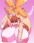 absurd_res age_difference anthro arkman big_breasts big_butt breasts butt canid canine duo female fox from_behind_position hi_res lagomorph leporid male male/female mammal mature_female miles_prower mother_(lore) older_female parent_(lore) rabbit sega sex sonic_the_hedgehog_(series) vanilla_the_rabbit younger_male