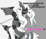 &lt;3 anthro black_body dragon duo female generation_5_pokemon goombato hi_res kissing legendary_pokemon male male/female nintendo pokemon pokemon_(species) reshiram spanish_text text white_body zekrom