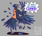 avian bird corvid corvus_(genus) crow furufoo humor oscine passerine pun sketch transformation