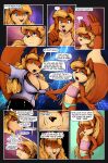 absurd_res age_difference angry anthro big_breasts blonde_hair blue_eyes breasts brown_body brown_fur canid canine cleavage clothed clothing comic daughter_(lore) dialogue duo female flat_chested fox fur hair hand_on_hip hi_res larger_female mammal mdgusty mother_(lore) mother_and_child_(lore) mother_and_daughter_(lore) older_female panties parent_(lore) parent_and_child_(lore) parent_and_daughter_(lore) size_difference smaller_female underwear young_female