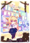  ? animal_ears blonde_hair blouse_removed child digitigrade dragon_ears dragon_girl dragon_horns dragon_tail highres horns leggings levia_(shepherd0821) no_shoes original red_eyes shepherd0821 skirt spoken_question_mark tail toy younger 