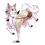  1:1 2020 alinta_arts bag black_claws black_nose blue_eyes brown_body brown_fur claws ear_piercing eyelashes female feral fur hi_res inner_ear_fluff lycanroc midday_lycanroc nintendo piercing pink_inner_ear pok&eacute;mon pok&eacute;mon_(species) signature smile tuft video_games walking white_body white_fur 