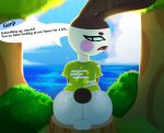  2020 absurd_res animal_crossing anthro balls big_butt blush bottomless butt clothed clothing detailed_background digital_media_(artwork) gaiki genitals genji_(animal_crossing) hi_res huge_butt lagomorph leporid looking_at_viewer looking_back male mammal nintendo open_mouth outside rabbit short_stack solo solo_focus video_games 