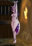  anthro big_breasts blush bound breasts cape chain clothing crown equid female friendship_is_magic genitals horn mammal my_little_pony pia-sama pubes pussy rarity_(mlp) solo suspension unicorn wide_hips 