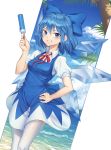  cirno goback skirt_lift thighhighs touhou wings 