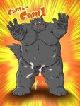  2009 anthro belly black_body black_fur blush bodily_fluids canid canine canis cum ejaculation fur genital_fluids humanoid_hands kemono male mammal mind_drive mizuse_higomaru moobs nipples overweight overweight_male solo text wolf 