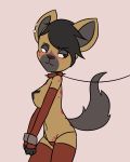  anthro clothing collar curvy_figure female handcuffed handcuffs heidi hi_res hyaenid leash_and_collar legwear mammal shackles solo spiked_collar spikes spotted_hyena stockings the_testimony_of_trixie_glimmer_smith 