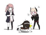  3girls animated animated_gif armband artist_request black_gloves black_jacket black_legwear blue_eyes blush_stickers crossed_arms exercise girls_frontline gloves headgear jacket light_brown_hair long_hair m4_sopmod_ii_(girls_frontline) m4a1_(girls_frontline) mismatched_legwear multiple_girls open_mouth pink_hair push-ups red_eyes simple_background st_ar-15_(girls_frontline) standing white_background 