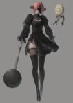  cleavage cosplay dress fate/grand_order frankenstein&#039;s_monster_(fate) horns nier_automata peperon skirt_lift thighhighs weapon yorha_no.2_type_b 