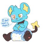  &lt;3 2020 absurd_res black_body black_fur blue_body blue_fur blush crossed_arms cuddlehooves cute_fangs diaper english_text fur hi_res nintendo pawpads pink_pawpads pok&eacute;mon pok&eacute;mon_(species) shinx sitting solo speech_bubble sydney_the_shinx text video_games yellow_eyes young 