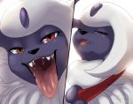  absol ambiguous_form ambiguous_gender bedroom_eyes black_nose bodily_fluids collar drooling fangs fur gaping_mouth glistening horn looking_at_viewer mammal mouth_shot narrowed_eyes neck_bulge neck_tuft nintendo nummynumz one_eye_closed open_mouth oral_vore pok&eacute;mon pok&eacute;mon_(species) red_eyes saliva saliva_on_tongue seductive sharp_teeth soft_vore solo swallowing teeth throat tongue tongue_out tuft uvula video_games vore white_body white_fur 