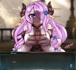 ... absurd_res accessory big_breasts blue_eyes bodily_fluids braided_hair breasts cleavage clothed clothing duo english_text fangs female genitals gloves hair hair_accessory hairclip handwear hi_res horn humanoid imminent_sex leather leather_gloves long_hair male male/female narmaya nervous nervous_smile nightlycatgirl penis penis_shadow pink_hair smile solo sweat text 