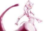  2018 3_fingers ambiguous_gender anthro blush bodily_fluids butt butt_pose felid feline fingers hi_res legendary_pok&eacute;mon looking_at_viewer mammal mewtwo nintendo open_mouth pok&eacute;mon pok&eacute;mon_(species) pose purple_eyes rear_view simple_background solo sweat thick_tail thick_thighs video_games white_background 汚馬mおつ 