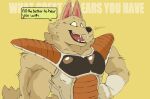 anthro armor biceps canid canine canis crimenes dragon_ball fur male mammal muscular muscular_anthro muscular_male solo tail wolf