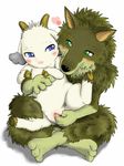  arashi_no_yoru_ni blue_eyes furry gabu gabu_(arashi_no_yoru_ni) genderswap goat green_eyes mei mei_(arashi_no_yoru_ni) rule_63 size_difference stormy_night wolf 