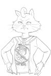 2024 anthro arms_bent black_and_white black_text blazer bojack_horseman bold_text breasts cartoon_network cheek_tuft closed_frown clothed clothed_anthro clothed_female clothing crossover dark_ears dark_hair dbaru digital_drawing_(artwork) digital_media_(artwork) domestic_cat duo english_text eyebrows eyelashes facial_tuft felid feline felis female female_focus fingers frown fur fur_tuft girly hair half-length_portrait hands_on_hips hands_on_own_hips head_tuft hi_res humanoid_hands humor jewelry looking_at_viewer male mammal mature_anthro mature_female monochrome mouth_closed necklace netflix no_irises nya_pose ok_k.o.!_let&#039;s_be_heroes open_mouth open_smile pendant playful portrait pose prick_ears princess_carolyn print_clothing print_shirt print_t-shirt print_topwear pseudo_hair pupils purrcival shirt short_hair slit_pupils smile smiling_at_viewer solo_focus standing t-shirt text text_emphasis text_on_clothing text_on_shirt text_on_t-shirt text_on_topwear thin_eyebrows three-quarter_view topwear tuft vest whiskers