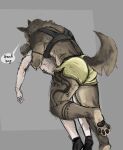anthro bra breasts canid canine canis clothed clothing digital_media_(artwork) dont_touch_rats duo female good_boy hi_res human human_on_anthro interspecies male mammal sports_bra underwear wolf