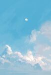  agas_(vpwt7475) blue_sky blue_theme cloud commentary day english_commentary moon no_humans original outdoors scenery sky sky_focus 