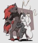 anthro arcanine balls big_breasts big_butt big_penis black_body black_fur bodily_fluids breast_play breasts butt canid canine claws cum duo ejaculation erection female fur generation_1_pokemon generation_5_pokemon genital_fluids genitals grey_body grey_fur hair hi_res joaoppereiraus male male/female mammal nintendo nude penis pokemon pokemon_(species) red_claws red_hair sam_(zoroark) sex titfuck white_body white_fur zoroark