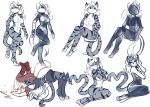  4_toes 5_fingers anthro breasts clothed clothing duo felid female fingers fur hair hi_res infinitedge2u mammal nude pantherine smile striped_body striped_fur stripes tiger toes white_body white_fur white_hair 