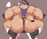 12beat13 2020 anthro bulge butt clothing kemono male mammal mask overweight overweight_male solo suid suina sus_(pig) underwear wild_boar 
