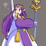  1:1 2019 a_link_between_worlds big_breasts breasts clothed clothing female fully_clothed fupoo grey_background hair humanoid hylian nintendo princess_hilda purple_clothing purple_hair red_eyes simple_background solo staff the_legend_of_zelda video_games 
