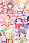  &gt;_o 3girls 4boys :d ;d alan_(pokemon) animal_costume arm_around_shoulder ash-greninja black_hair blonde_hair blue_eyes blush bow brown_eyes brown_hair bunnelby christmas citron_(pokemon) cosplay cupcake dark_skin dark_skinned_male drawstring eating eevee eureka_(pokemon) food frown gen_1_pokemon gen_2_pokemon gen_5_pokemon gen_6_pokemon glasses green_hair green_hoodie greninja hair_bow hat hatted_pokemon heart holding holding_cake holding_pokemon holding_tray hood hoodie legendary_pokemon looking_at_viewer manon_(pokemon) medium_hair mei_(maysroom) multiple_boys multiple_girls one_eye_closed open_mouth party_hat petting pokemon pokemon_(anime) pokemon_(creature) pokemon_xy_(anime) puni_(pokemon) purple_hair red_eyes red_hair reindeer_costume salute santa_costume santa_dress santa_hat satoshi_(pokemon) scarf serena_(pokemon) short_hair shouta_(pokemon) side_ponytail signature slurpuff smile stantler stantler_(cosplay) striped striped_scarf tongue tongue_out tray upper_teeth vanillite waving zygarde zygarde_core 