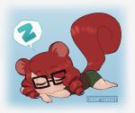  animal_humanoid bottomwear casimira_(orannis0) chompyghost clothing eyewear female fluffy fluffy_tail glasses humanoid mammal mammal_humanoid napping rodent rodent_humanoid sciurid sciurid_humanoid shorts sleeping solo squirrel_humanoid 