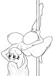  anthro big_breasts breasts butt dancing dosey_doe equid equine female hair horse mammal monochrome nude plantigrade pole pole_dancing pony sarcolopter simple_background solo 