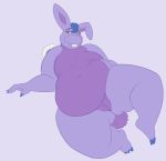  anthro belly buckteeth eyeshadow female flat_chested genitals hi_res hoppopotamus lagomorph leporid makeup mammal mcnasty navel overweight purple_body purple_skin pussy rabbit solo teeth thick_thighs 