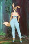  anthro big_breasts blinky_bill_(series) blue_eyes breasts canid canine canis clothed clothing cocaine-leopard conditional_dnp daisy_dingo digital_media_(artwork) dingo exposed_breasts female footwear hi_res high_heels lipstick looking_at_viewer makeup mammal pose seductive shoes solo standing 