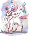  ambiguous_gender blue_eyes bow claws convicted-clown creepy creepy_smile eeveelution feral fur nintendo pink_body pink_fur pok&eacute;mon pok&eacute;mon_(species) ribbons scary sewn_mouth sharp_teeth smile solo sylveon teeth video_games what what_has_science_done 
