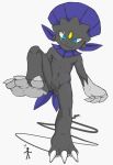  ! 2015 2_tails 3_fingers 3_toes alternate_color ambiguous_gender animal_genitalia anthro azure_(ihateeveryone) balls barefoot biped black_eyelashes black_nose blue_ears blue_eyes blue_tail claws colored cute_fangs digital_drawing_(artwork) digital_media_(artwork) duo fan_character fingers foot_focus fully_sheathed fur gem genitals gloves_(marking) grey_balls grey_body grey_feet grey_fur grey_penis grey_sheath hi_res human humanoid_genitalia humanoid_penis ihateeveryone imminent_stomp looking_at_another looking_down macro male mammal markings micro multi_tail mustelid nintendo nude penis plantigrade pok&eacute;mon pok&eacute;mon_(species) scar shaded sheath simple_background soles stickman stomping toe_claws toes underfoot video_games weavile white_background white_claws white_hands white_markings 